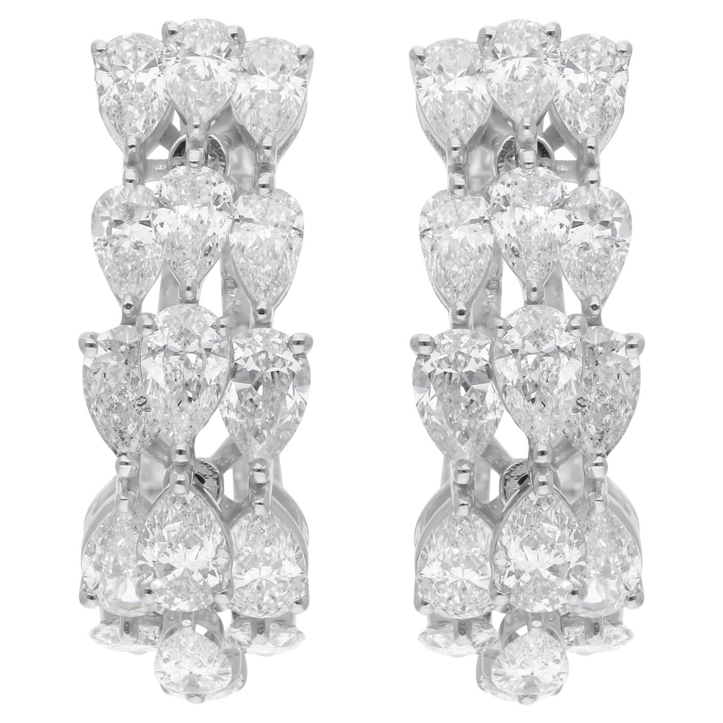 4.60 Carat SI/H Pear Brilliant Cut Diamond Hoop Earrings 18 Karat White Gold