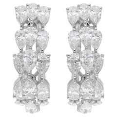 4.60 Carat SI/H Pear Brilliant Cut Diamond Hoop Earrings 18 Karat White Gold