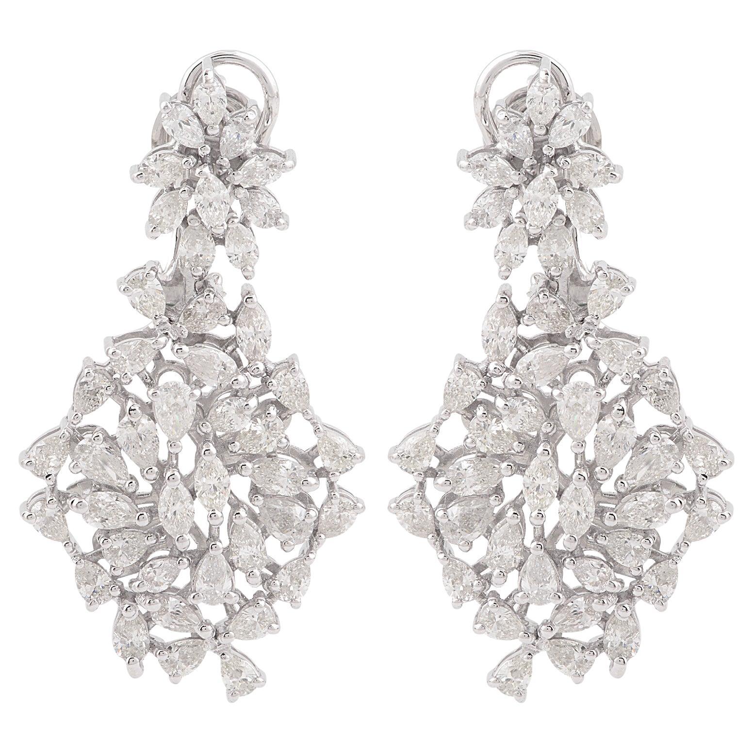 4.60 Carat SI/HI Pear Marquise Diamond Dangle Earrings 18 Karat White Gold