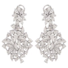 4.60 Carat SI/HI Pear Marquise Diamond Dangle Earrings 18 Karat White Gold