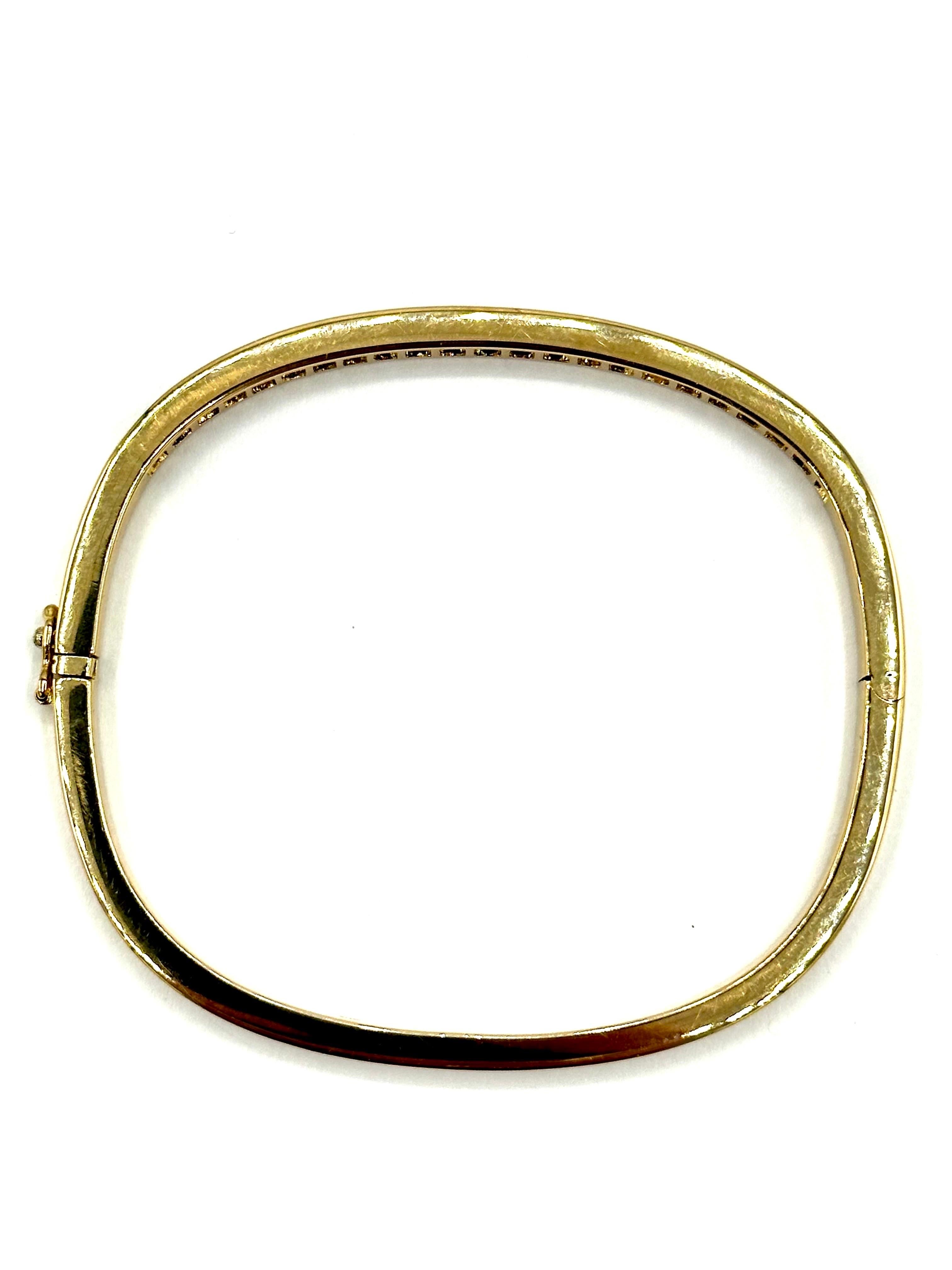 4.60 Carat Square Cut Ruby Channel Set 18K Gold Bangle Bracelet  For Sale 1