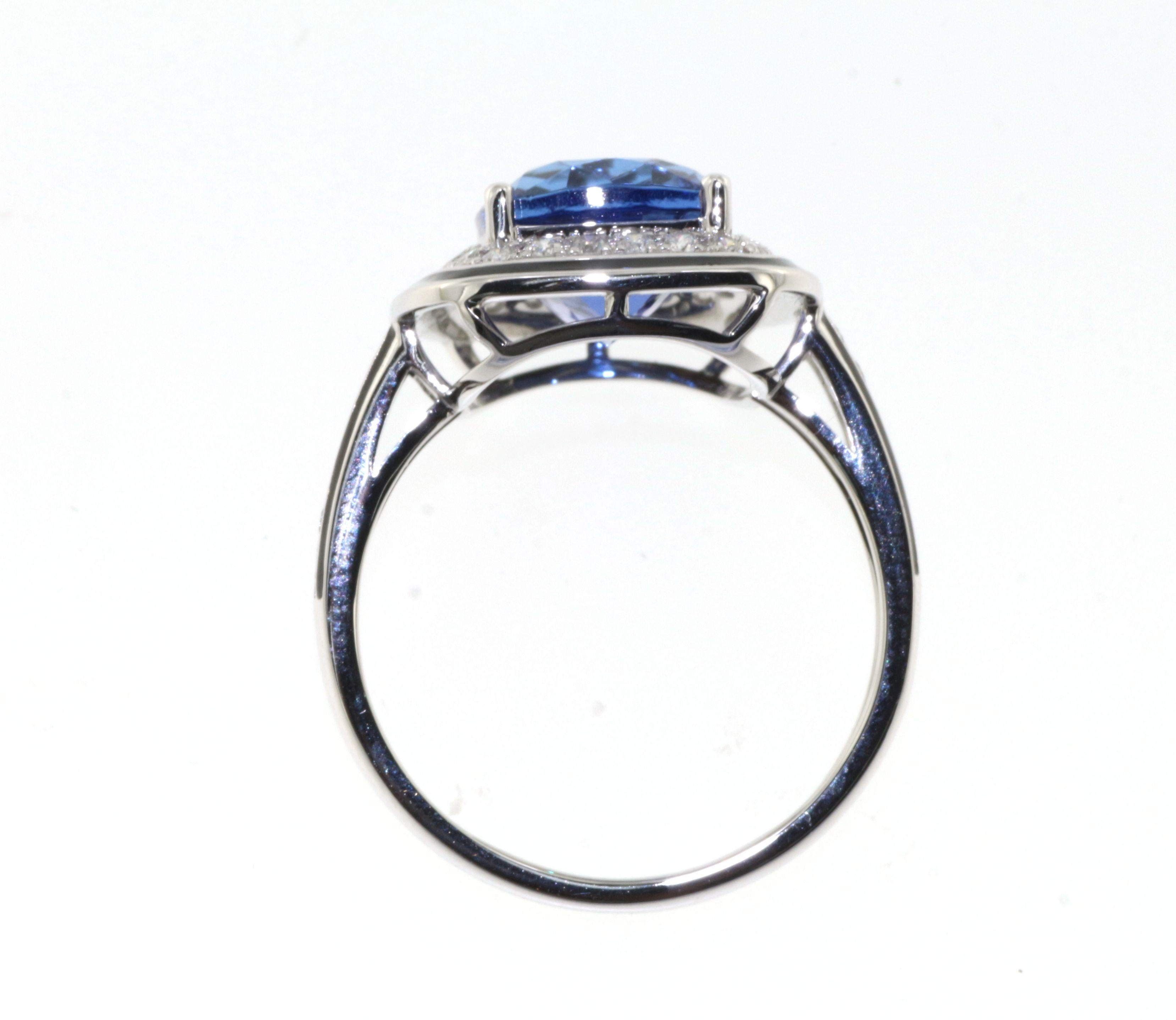 Modern 4.60 Carat Tanzanite Diamond Enamel Ring