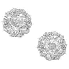 4.60 Carat Topaz Diamond White Gold Lever Back Cluster Earrings