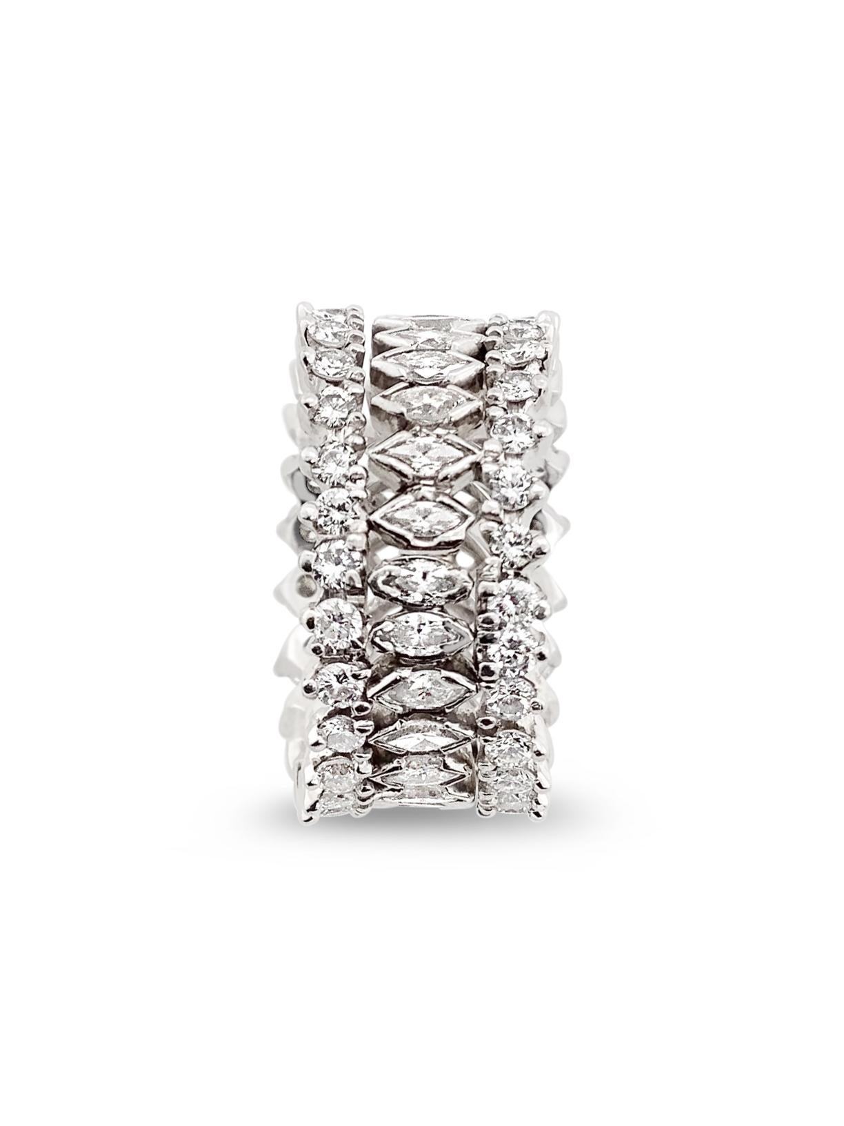 Women's 4.60 Carat Total Weight Marquise Diamond Eternity Band Platinum Ring