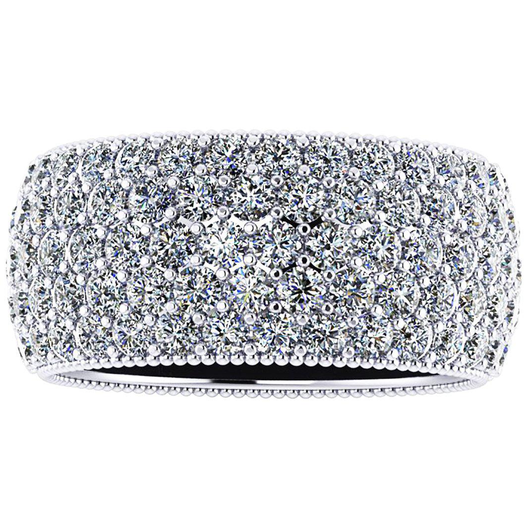4,60 Karat breiter weißer Diamant-Pavé-Ring aus 18 Karat Weißgold