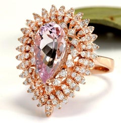 4.60 Carat Exquisite Natural Pink Morganite and Diamond 14 Karat Solid Rose Gold