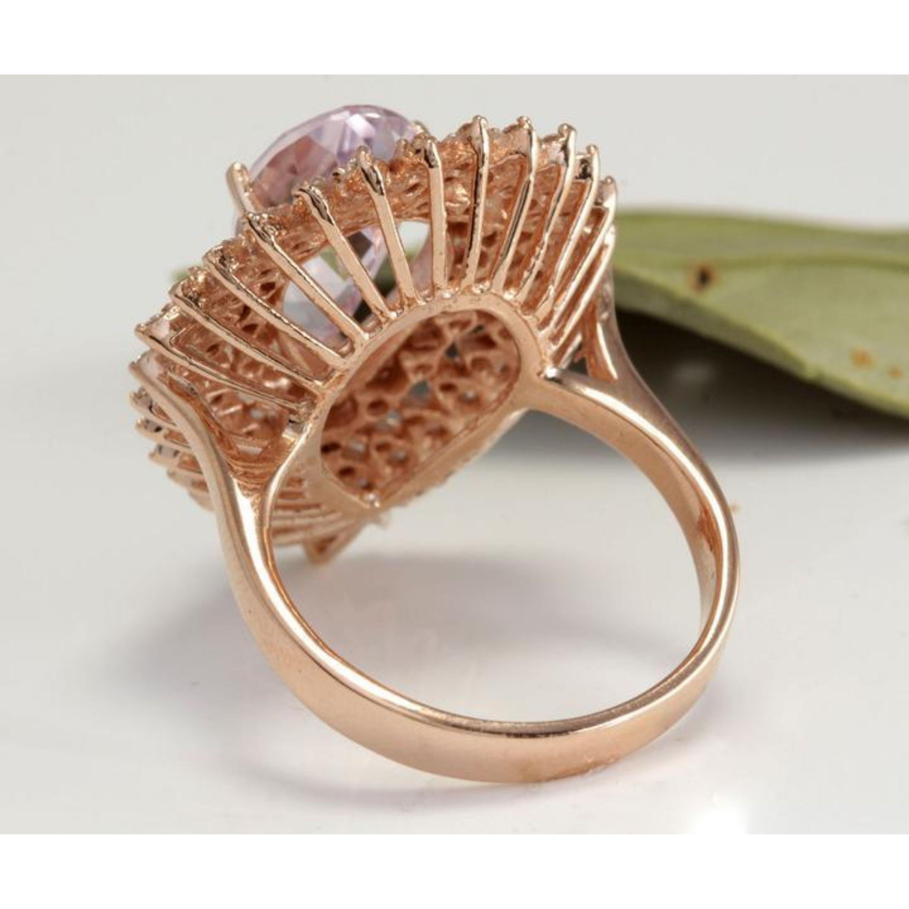 4,60 carati di squisita morganite rosa naturale e diamanti in oro rosa massiccio 14 carati In condizioni Nuovo in vendita a Los Angeles, CA