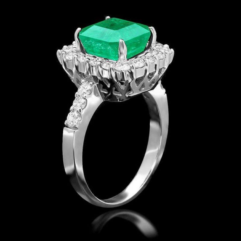 4.60 Carats Natural Emerald and Diamond 14K Solid White Gold Ring

Total Natural Green Emerald Weight is: Approx. 3.60 Carats

Emerald Measures: Approx. 9.00 x 8.00 mm

Natural Round Diamonds Weight: Approx. 1.00 Carats (color G-H / Clarity