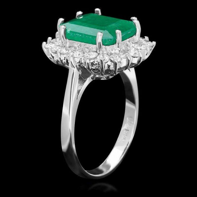 4.60 Carats Natural Emerald and Diamond 14K Solid White Gold Ring

Total Natural Green Emerald Weight is: Approx. 3.90 Carats

Emerald Measures: Approx. 11.00 x 9.00 mm

Natural Round Diamonds Weight: Approx. 0.70 Carats (color G-H / Clarity