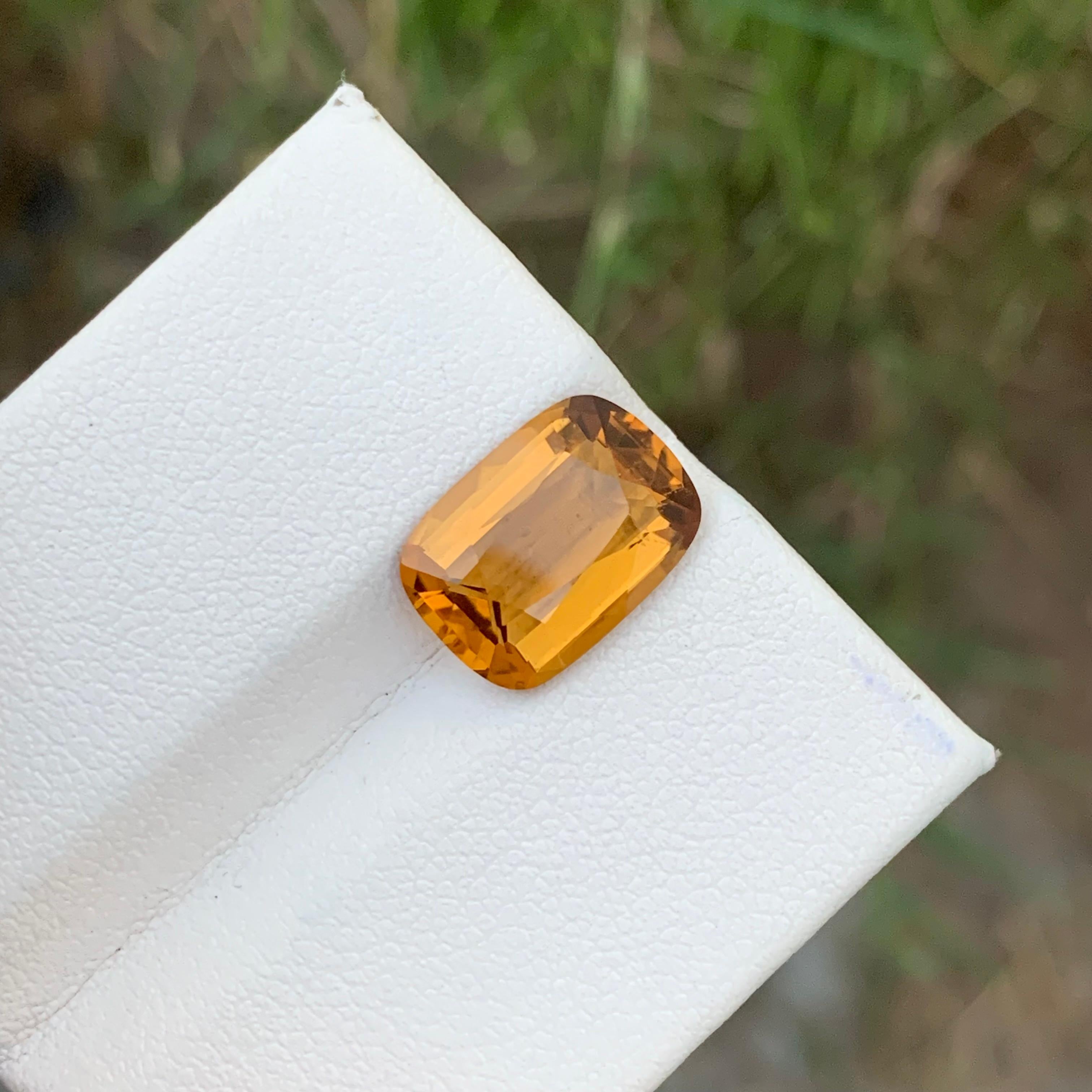 Loose Citrine
Weight: 4.60 Carats 
Dimension: 13.1x9.4x5.7 Mm
Origin: Braz
Shape: Cushion
Color: Yellow 
Citrine, often referred to as the 