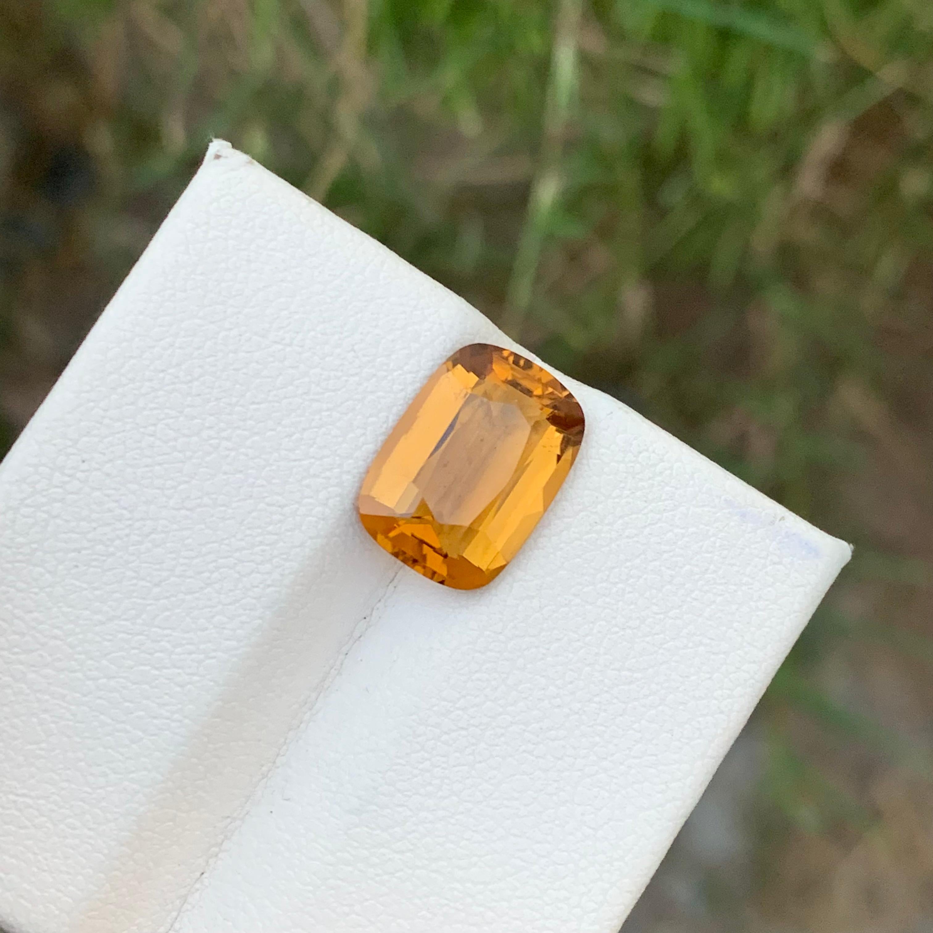 Antique Cushion Cut 4.60 Carats Natural Loose Yellow Citrine Ring Gemstone Brazil Mine For Sale