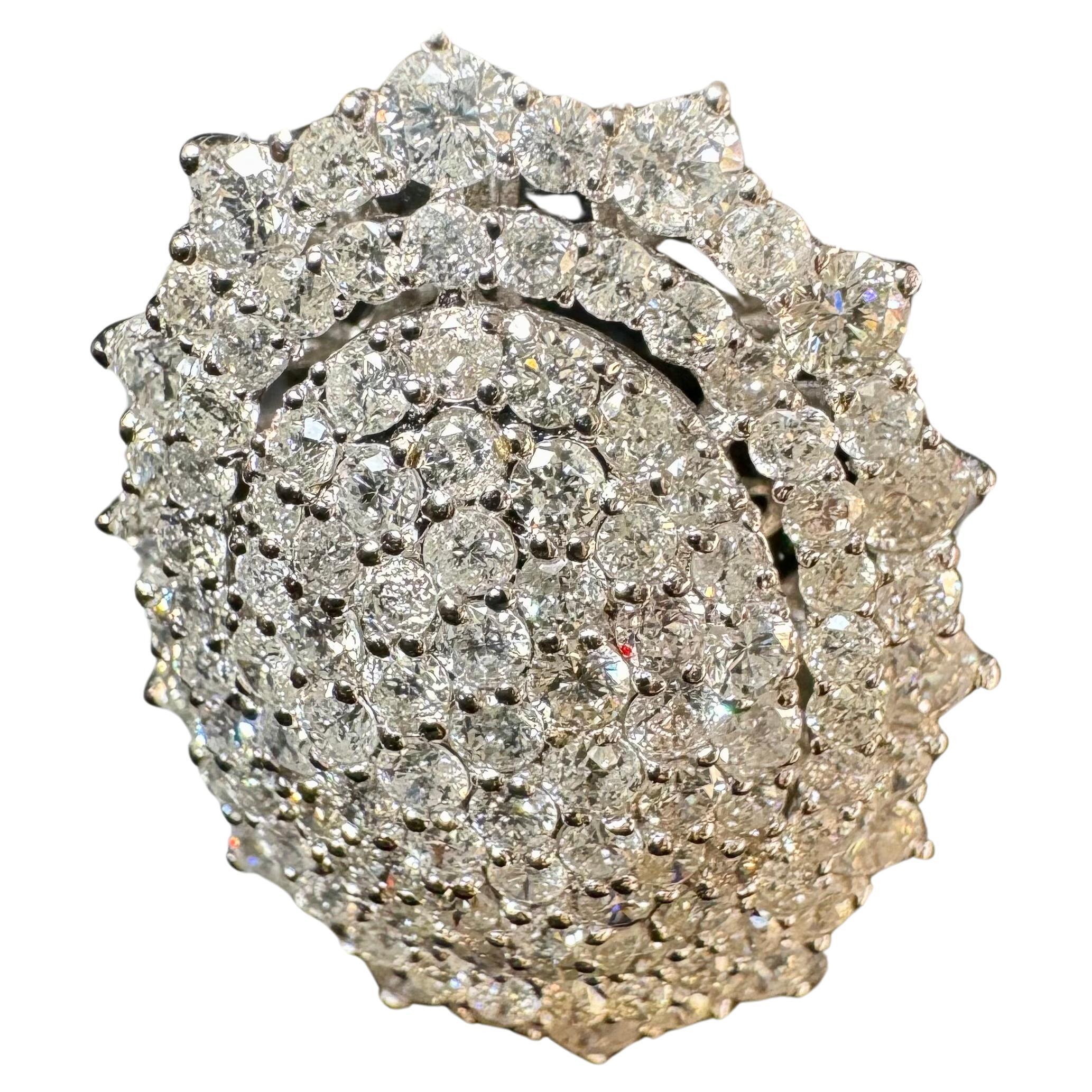 4.60 Ct Natural Pave Set Diamond Cocktail Ring , Large Oval Shape 18K White Gold
4.60 Ct Natural Brilliant cut Diamond Cocktail Ring in Large Oval  Shape Size 6.75
A Classic Beauty. This 18 Karat white gold ring  features 4.60 carat brilliant cut