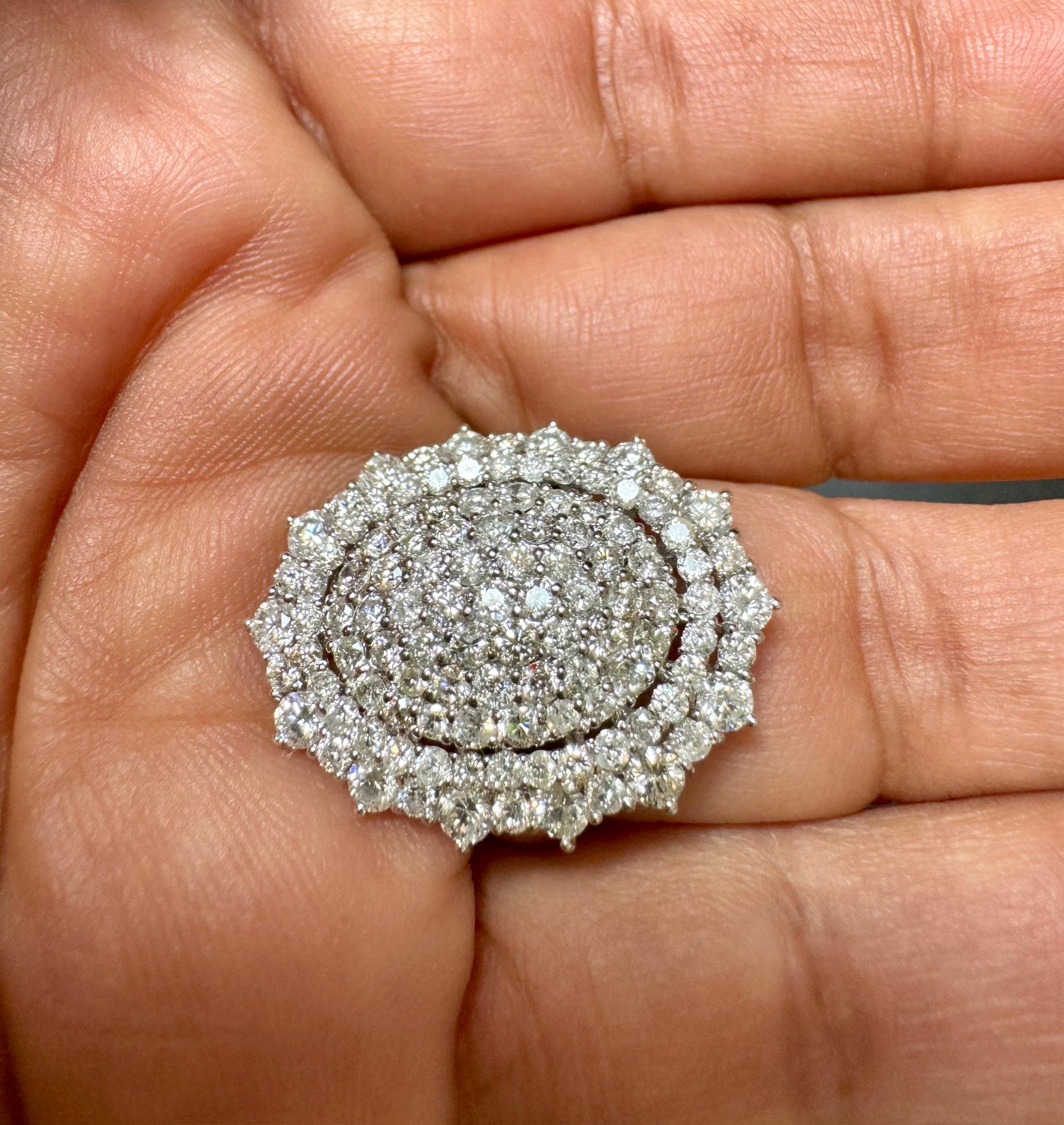 Women's 4.60 Ct Natural Pave Set Diamond Cocktail Ring , Large Oval Shape 18K White Gold For Sale
