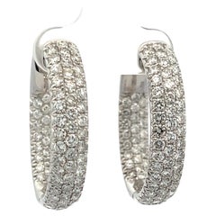 4.60 CTW Diamond Oval In & Out Hoop Earrings Or blanc 18 carats 