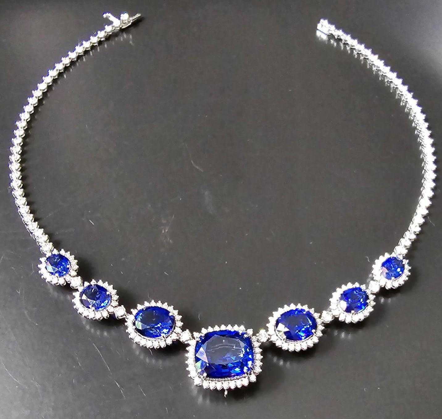 * Custom Order - Process time for this item is 30 business days.

Indulge in the epitome of luxury with this breathtaking sapphire and diamond necklace, a masterpiece that exudes elegance and sophistication.

Key Features:

Sapphires:

Type: