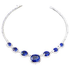 46.00 carat sapphire and 11.93 carat natural diamond necklace