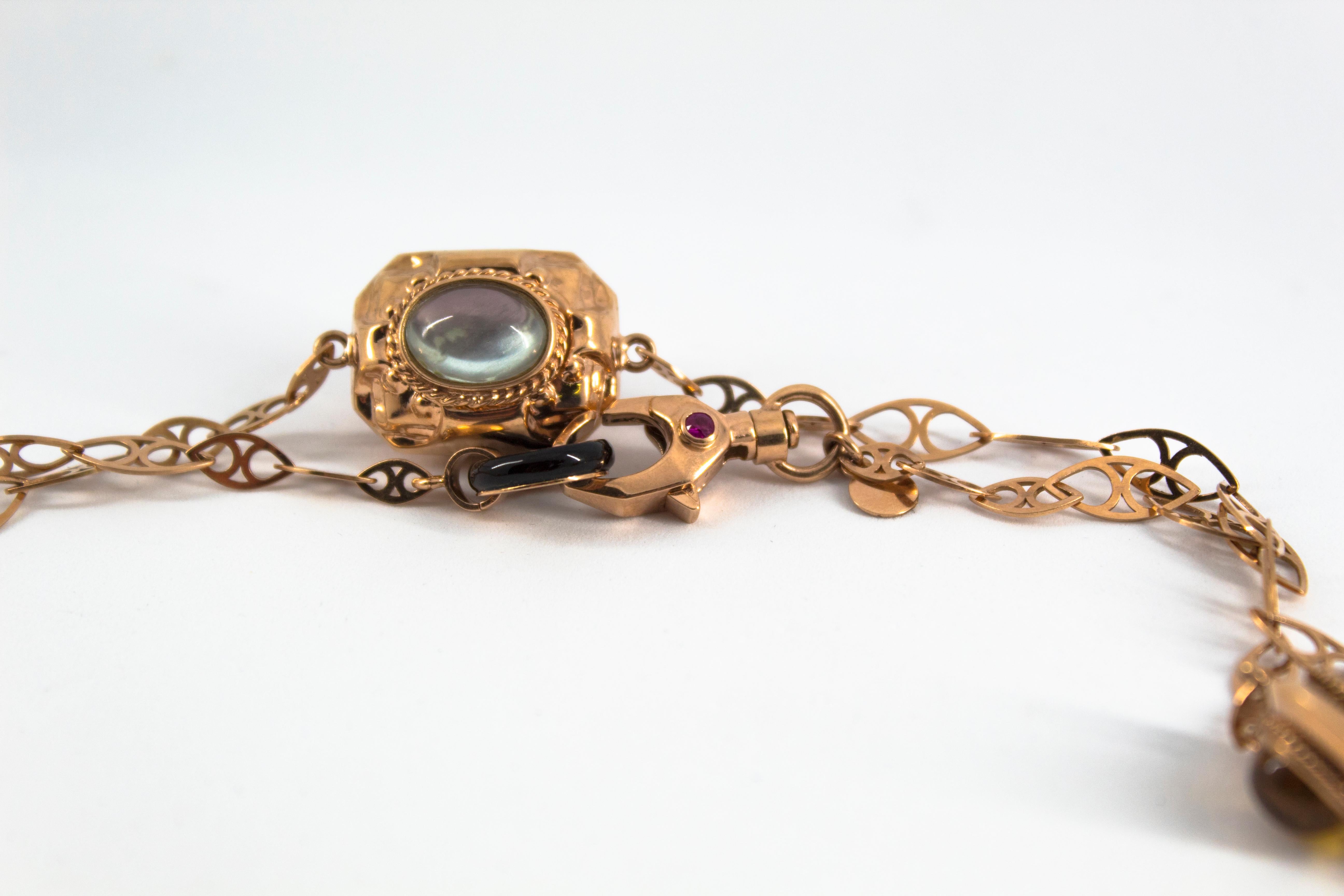 46,00 Karat Turmalin Amethyst Citrin Rubin Onyx Gelbgold Tropfen-Halskette im Angebot 1