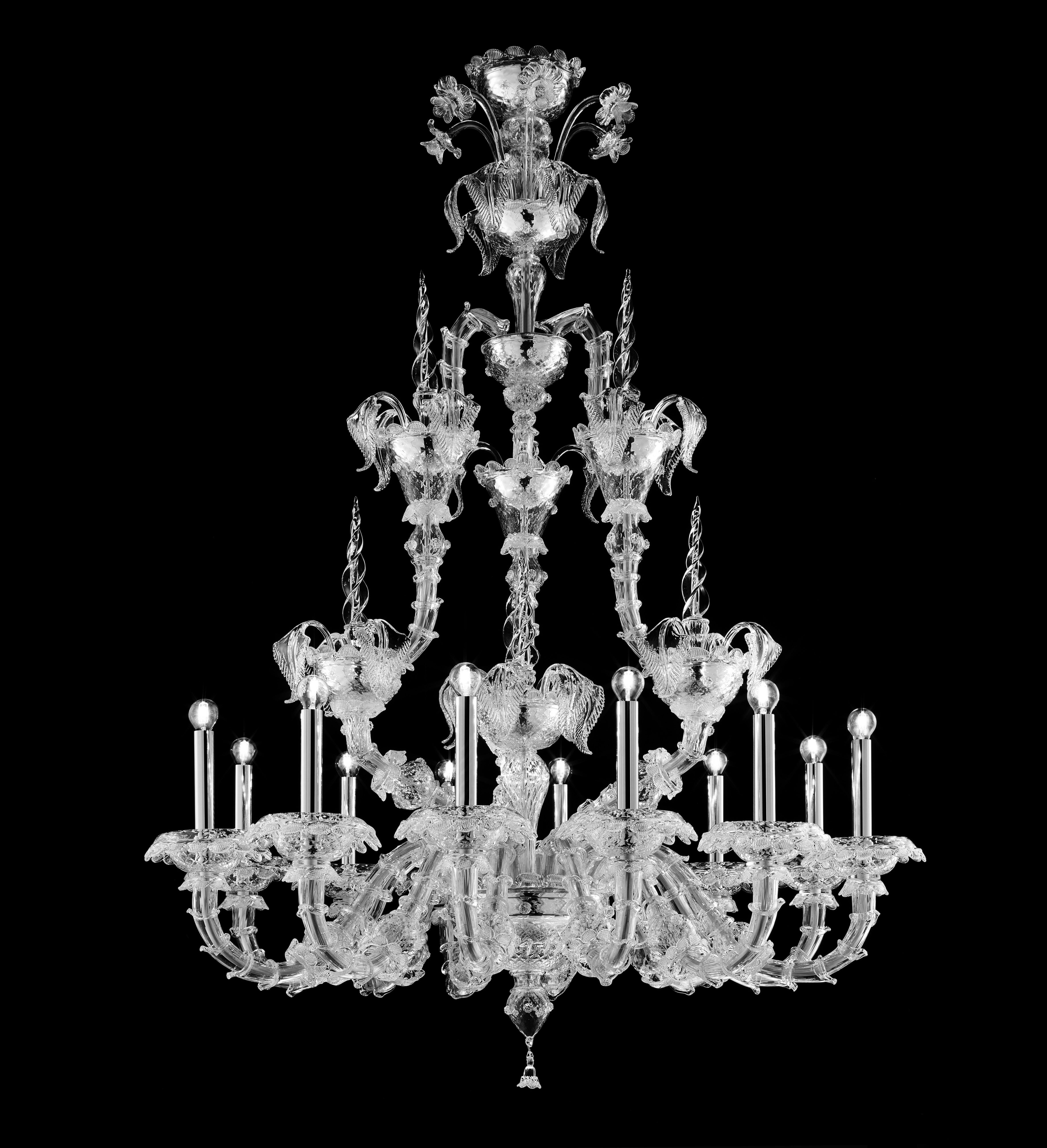 Clear (Crystal_CC) 4604 12 Chandelier in Murano Glass, by Barovier&Toso 4