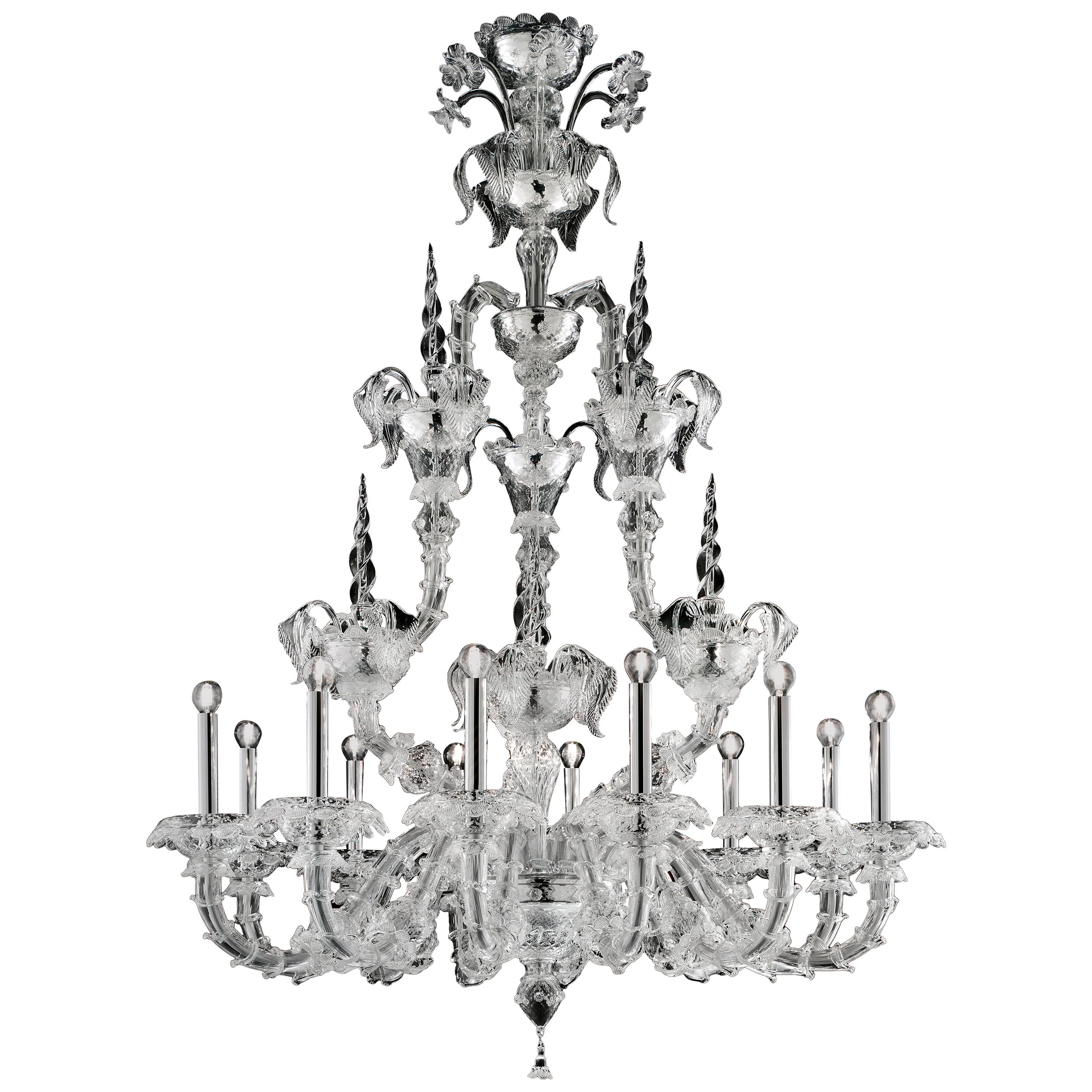 Clear (Crystal_CC) 4604 12 Chandelier in Murano Glass, by Barovier&Toso