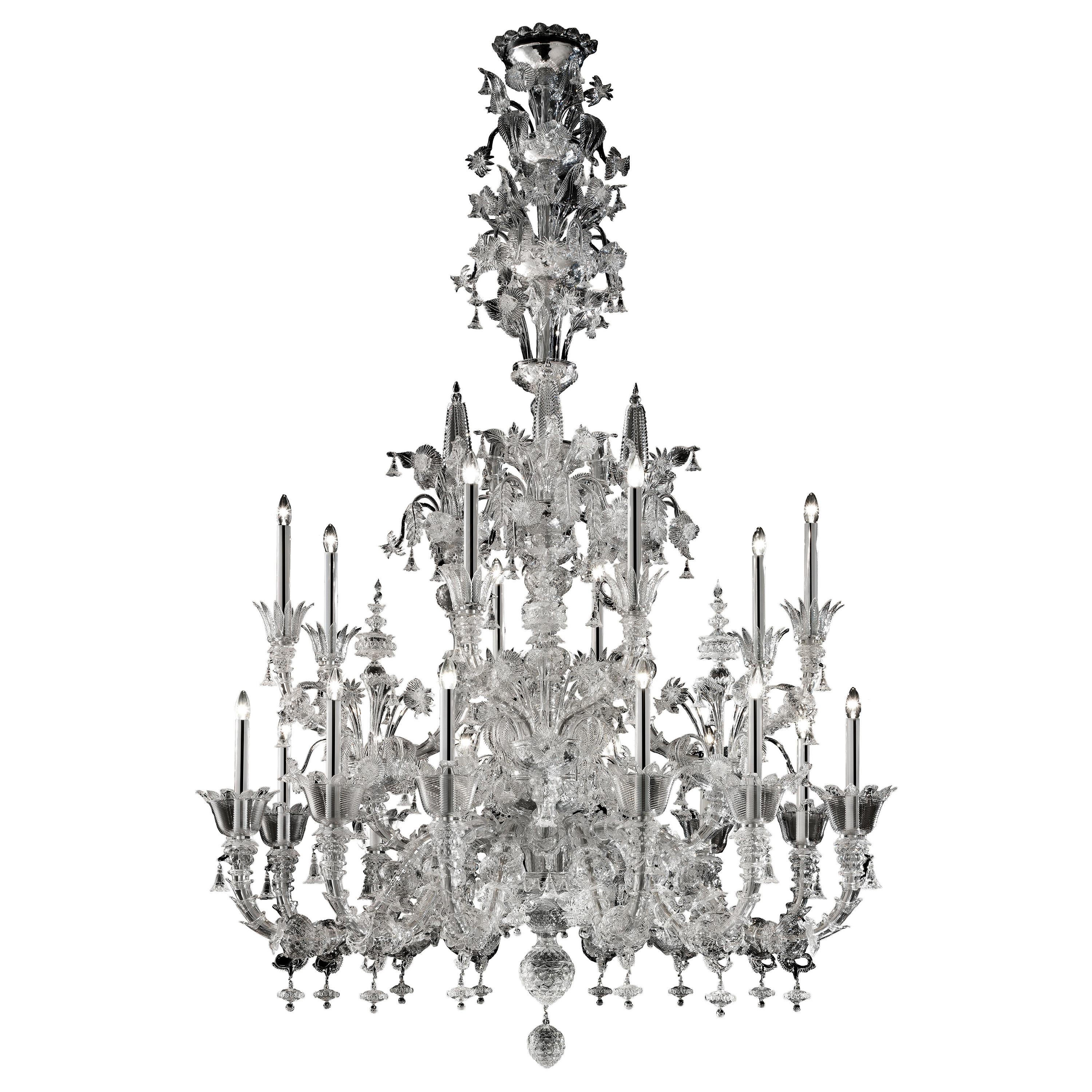 Clear (Crystal_CC) 4607 20 Chandelier in Crystal Glass, by Barovier&Toso