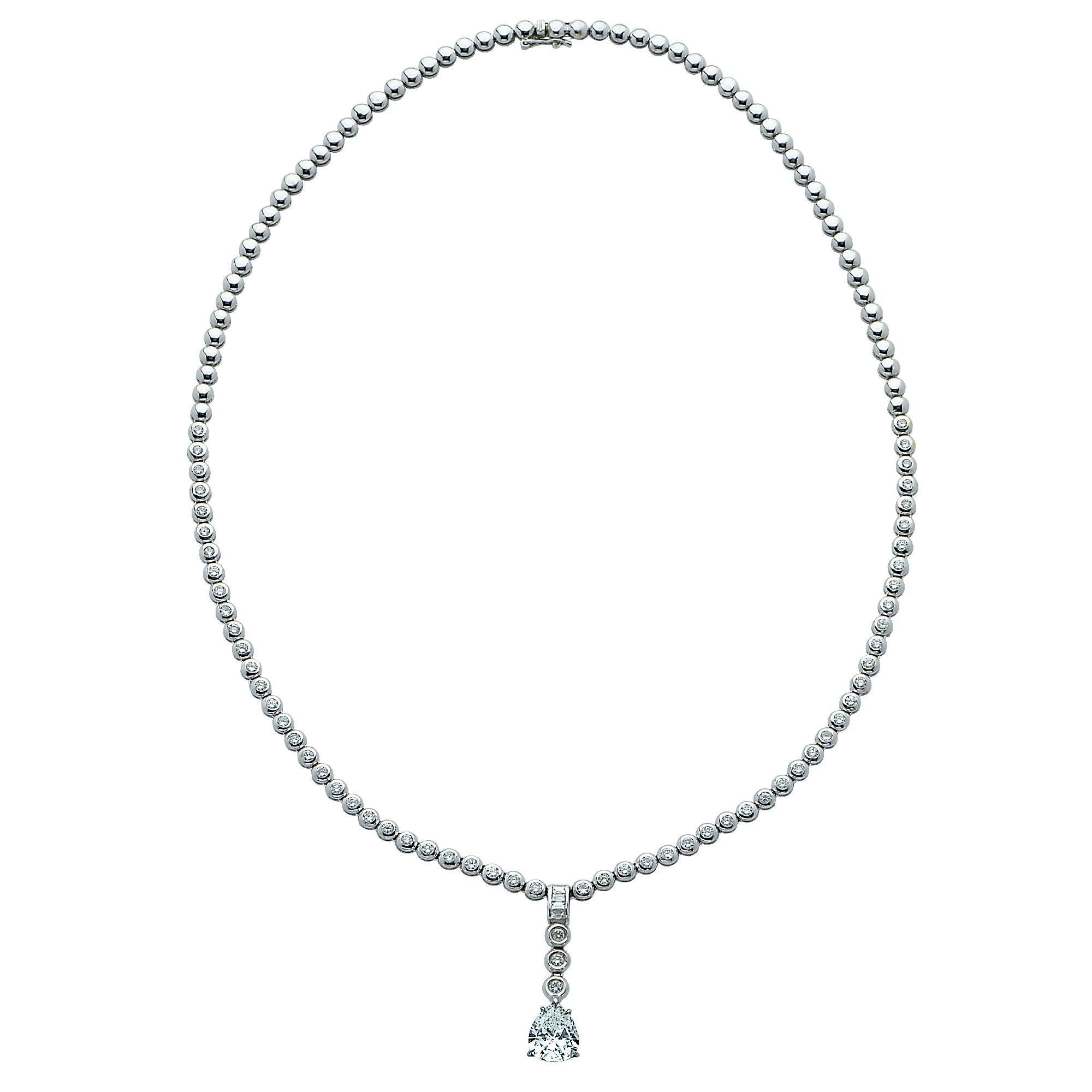 Modern 4.60 Carat Diamond 18 Karat White Gold Dangle Necklace
