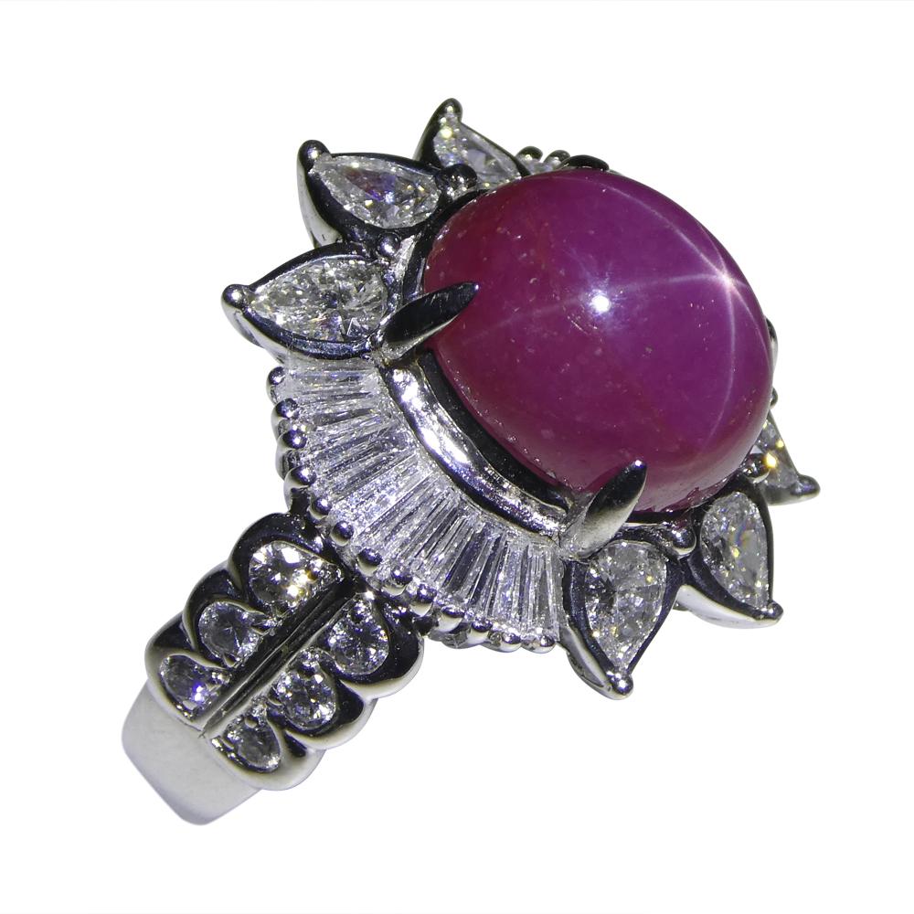 4.60ct Oval Red Star Ruby, Diamond Ring set in Platinum, GIA Certified Unheated 1