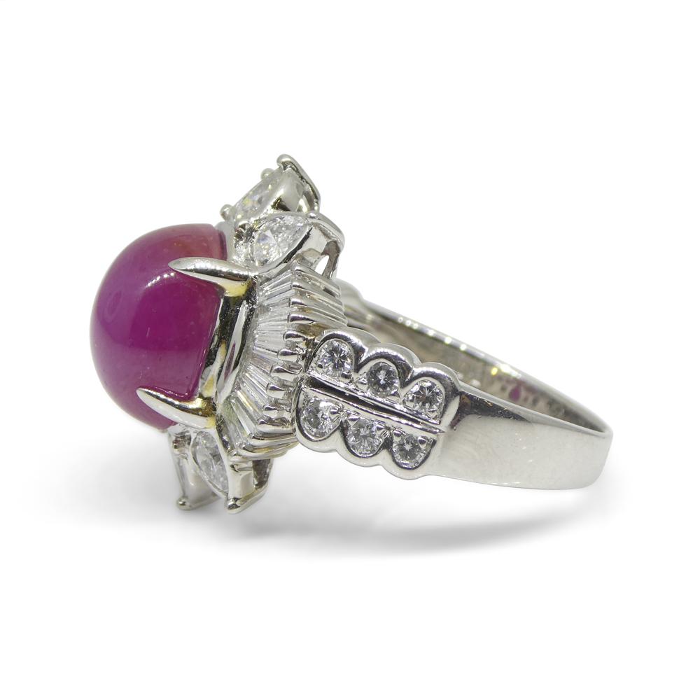 4.60ct Oval Red Star Ruby, Diamond Ring set in Platinum, GIA Certified Unheated In New Condition In Toronto, Ontario