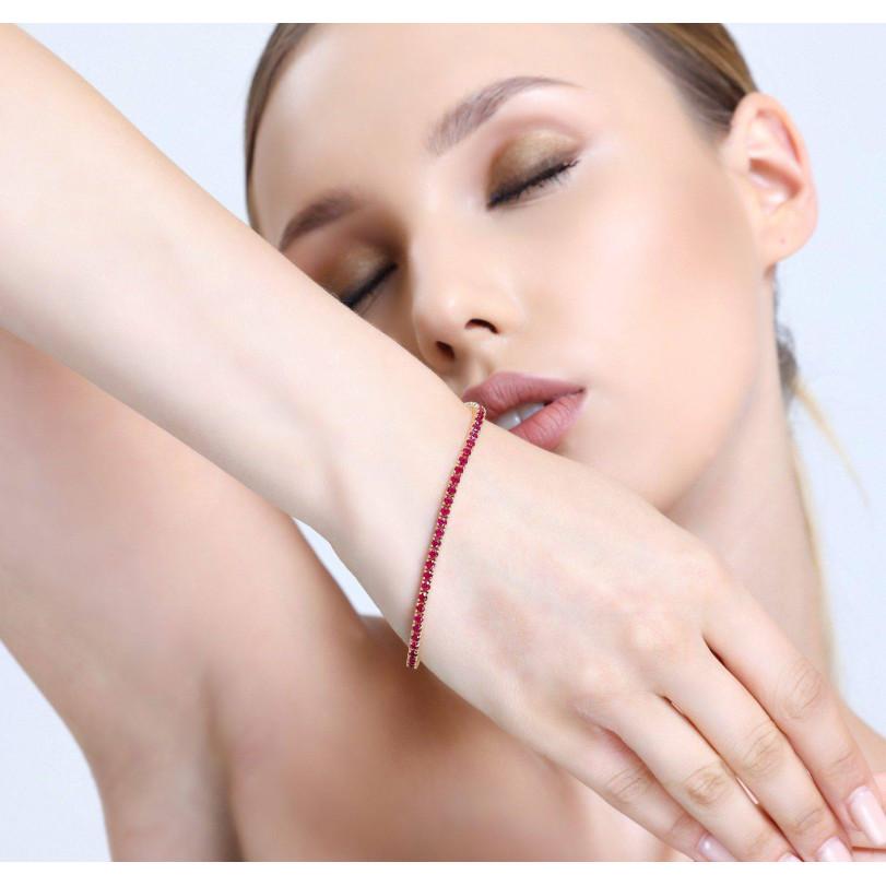 De las mujeres Pulsera de tenis de oro macizo de 18 quilates con diamantes y rubíes de 4,60 ct en venta