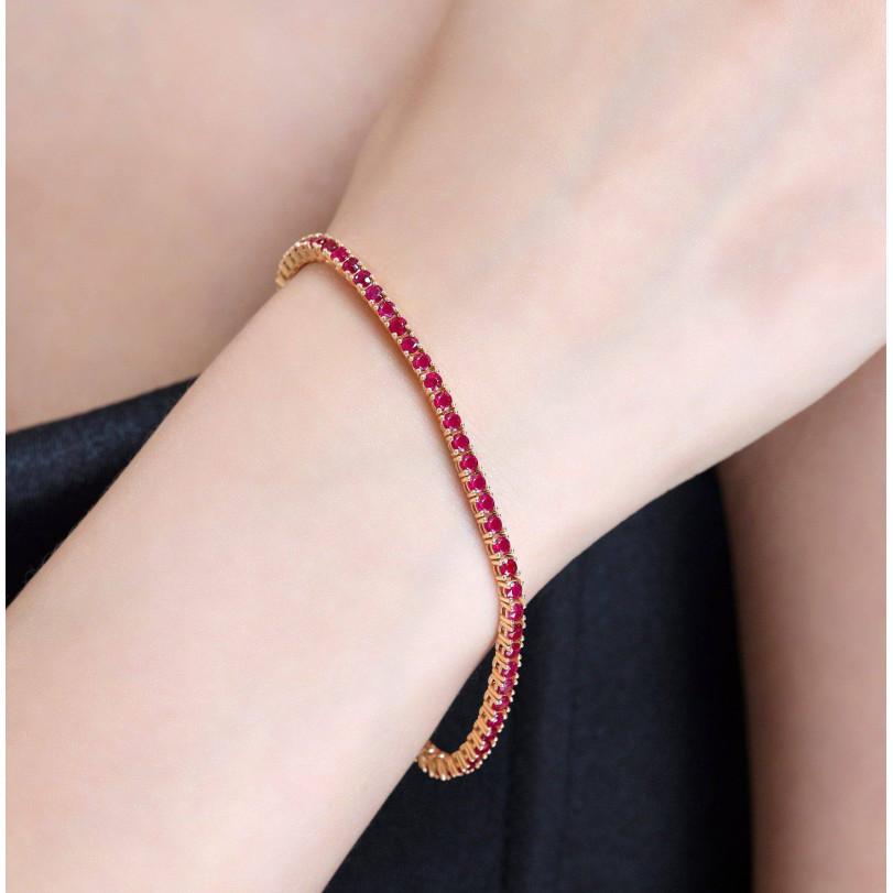 Pulsera de tenis de oro macizo de 18 quilates con diamantes y rubíes de 4,60 ct en venta 3