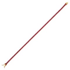 Bracelet tennis en or massif 18 carats, diamants et rubis 4,60 carats