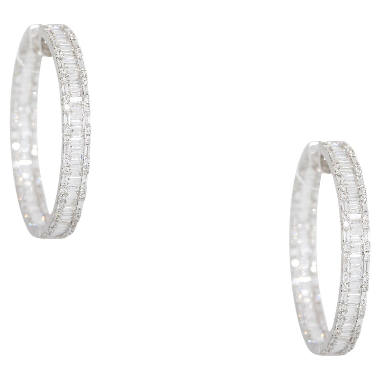 4.61 Carat Diamond Multi-Shape Hoop Earrings 18 Karat In Stock For Sale