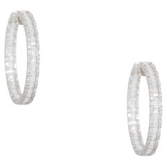 Vintage 4.61 Carat Diamond Multi-Shape Hoop Earrings 18 Karat In Stock