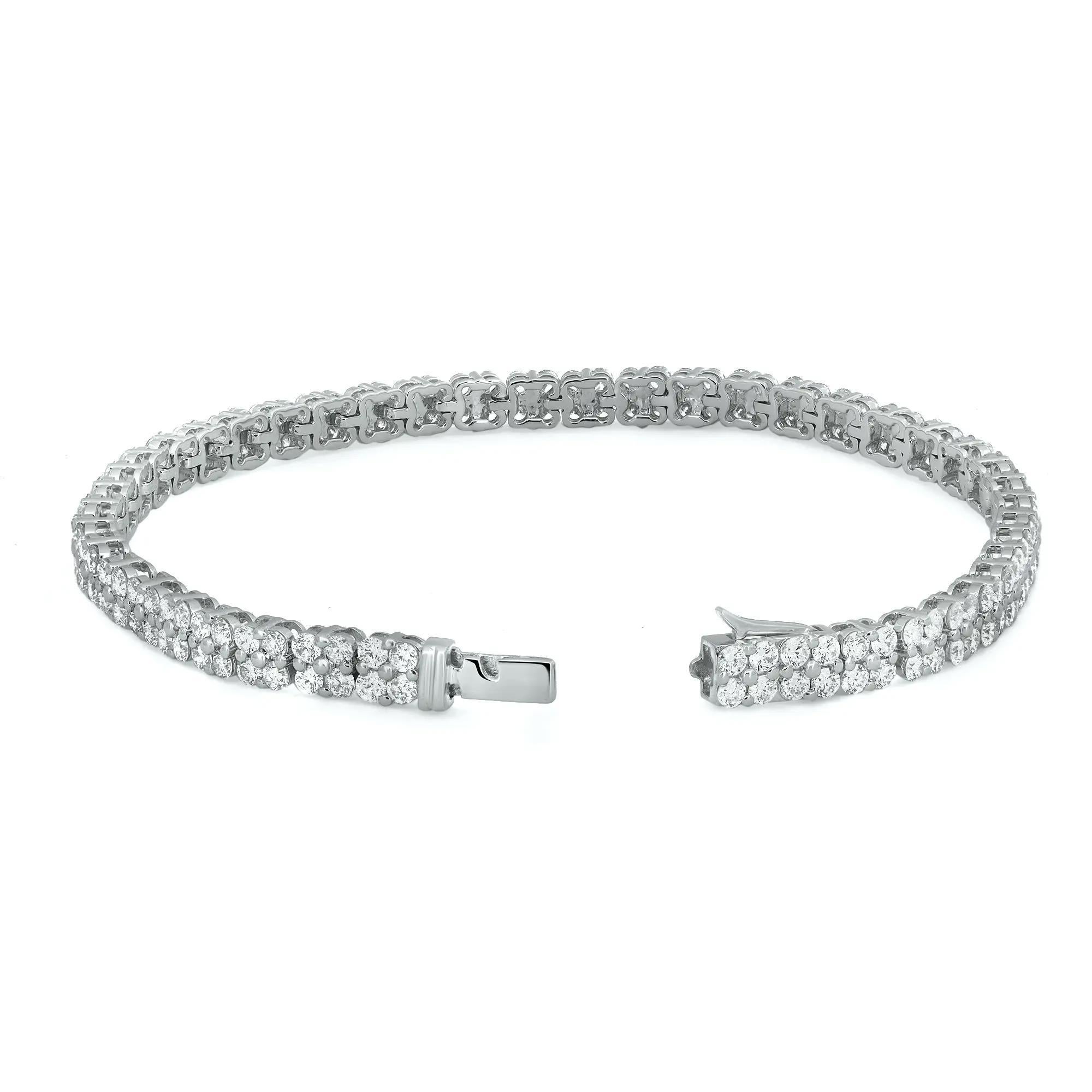 Modern 4.61 Carat Diamond Two-Row Bracelet 18K White Gold  For Sale