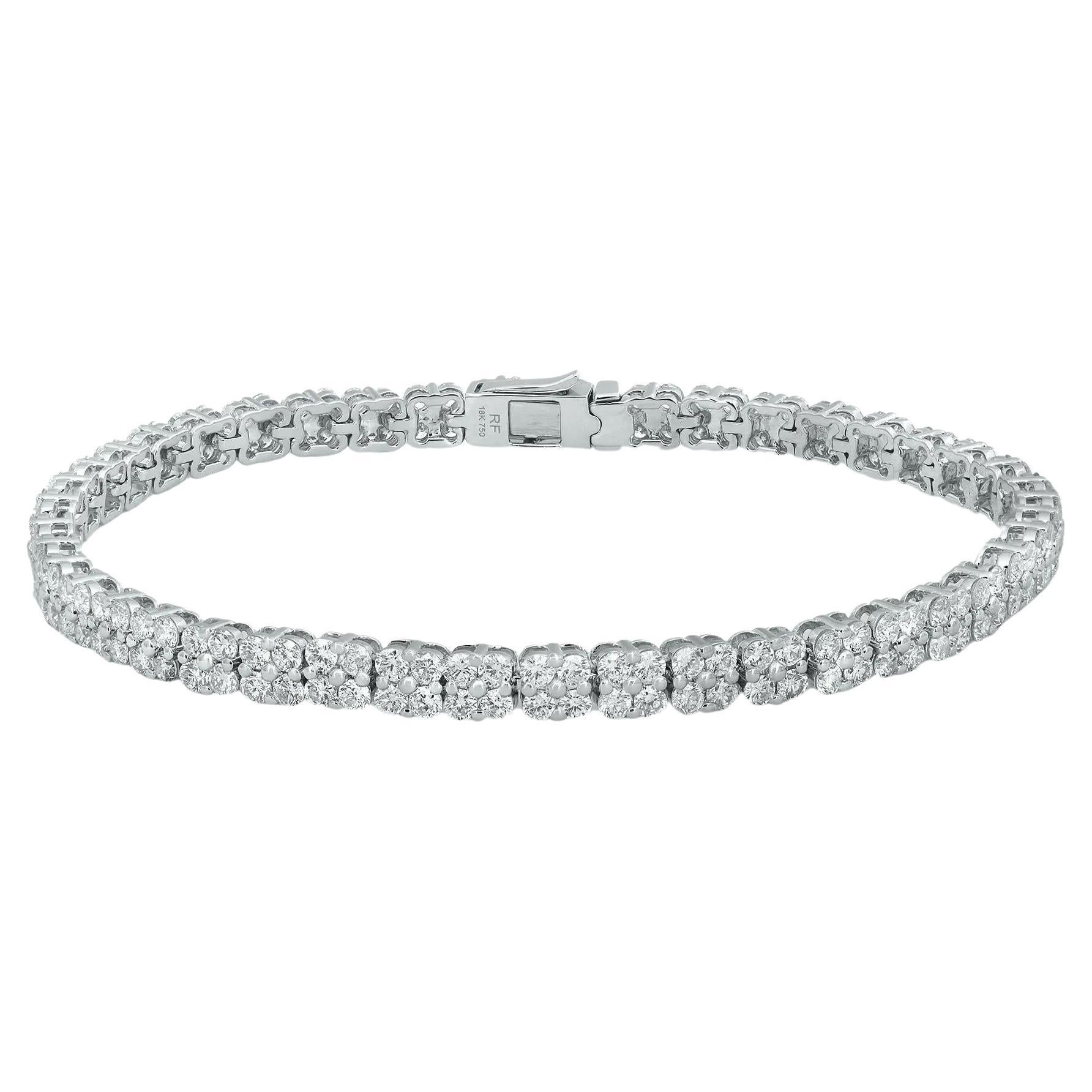 4.61 Carat Diamond Two-Row Bracelet 18K White Gold  For Sale