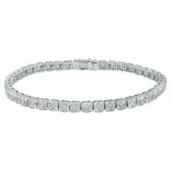 Bracelet à deux rangées de diamants 4,61 carats en or blanc 18 carats 