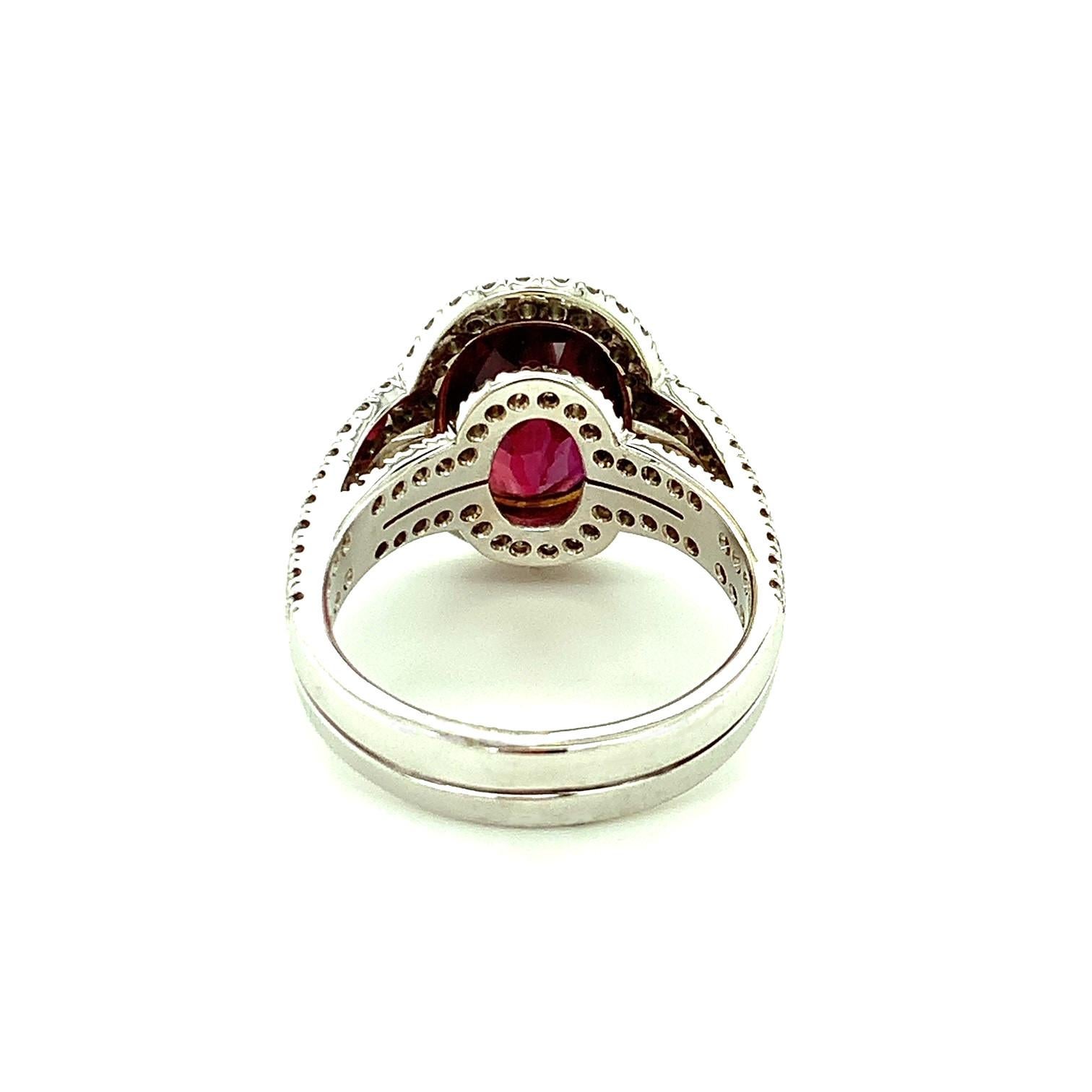 GIA Certified Ruby and Diamond Cocktail Ring Yellow and White Gold, 4.61 Carats For Sale 1