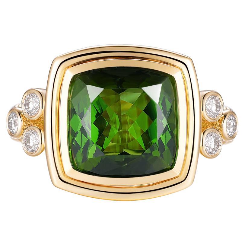 4,61 Karat grüner Turmalin-Cocktailring aus 18 Karat Gelbgold