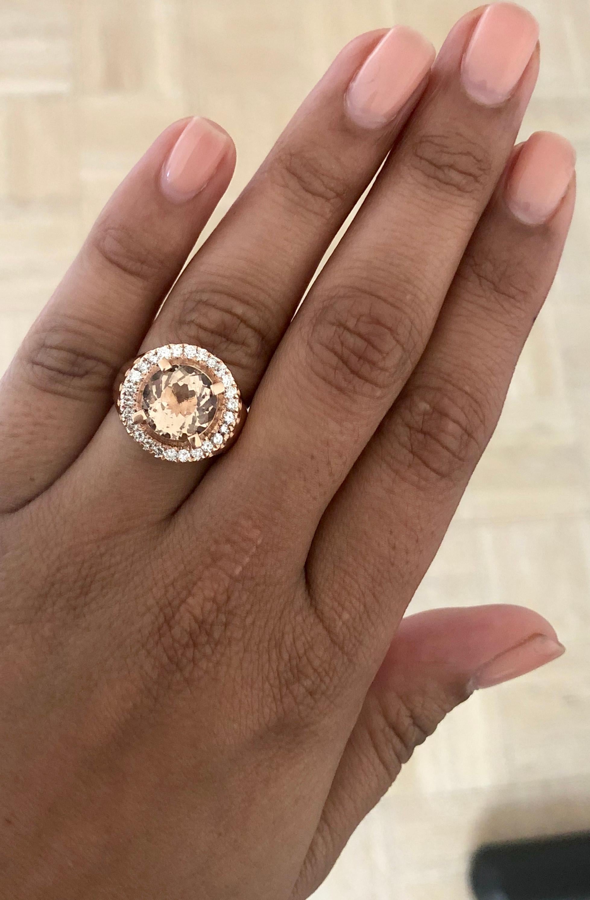 4.61 Carat Morganite Diamond Rose Gold Ring In New Condition In Los Angeles, CA