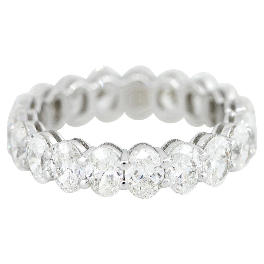 4.61 Carat Oval Cut Diamond Eternity Band 18 Karat in Stock