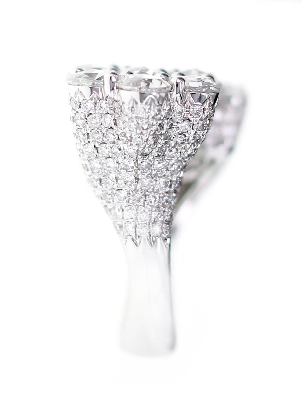 Modern 4.61 Carat Rose Cut Diamond Twin Ring For Sale