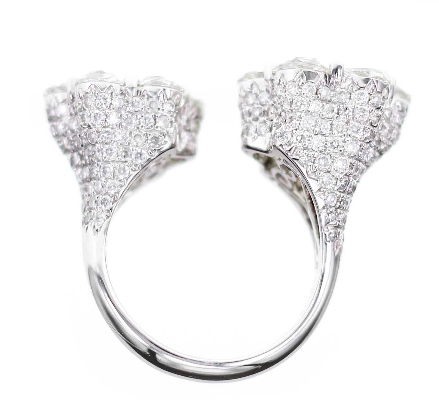 Women's or Men's 4.61 Carat Rose Cut Diamond Twin Ring For Sale