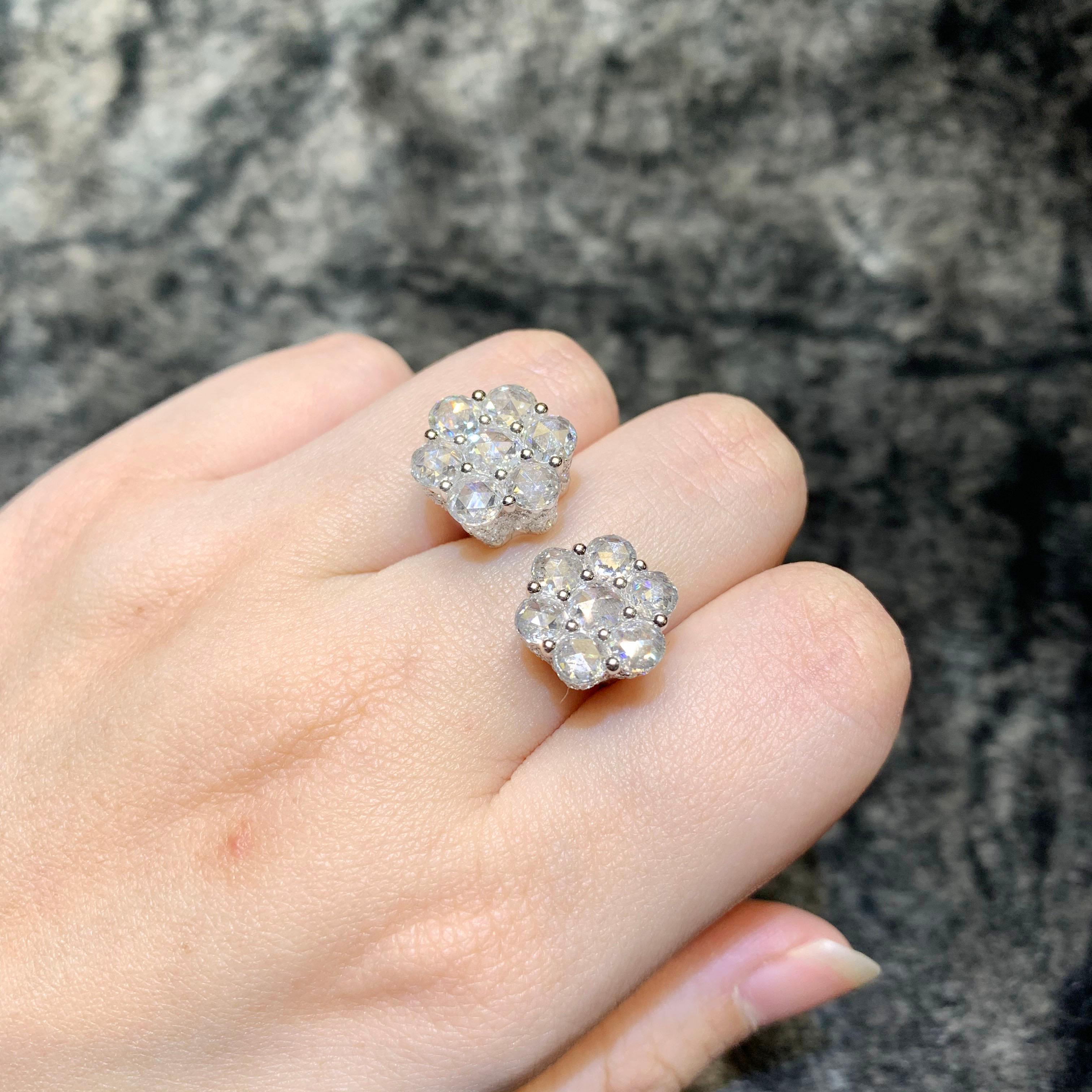 4.61 Carat Rose Cut Diamond Twin Ring For Sale 1