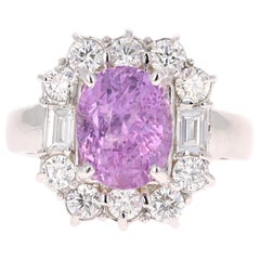 4,61 Karat unerhitzter rosa Saphir Diamant 14 Karat Weißgold Ring GIA zertifiziert