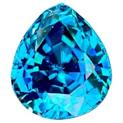 4.61 carats Blue Zircon Stone Pear Cut Natural Cambodian Gemstone