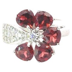 4.61 Carats Statement Red Garnet Ring in 925 Sterling Silver Christmas Gifts (bague de grenat rouge en argent 925)