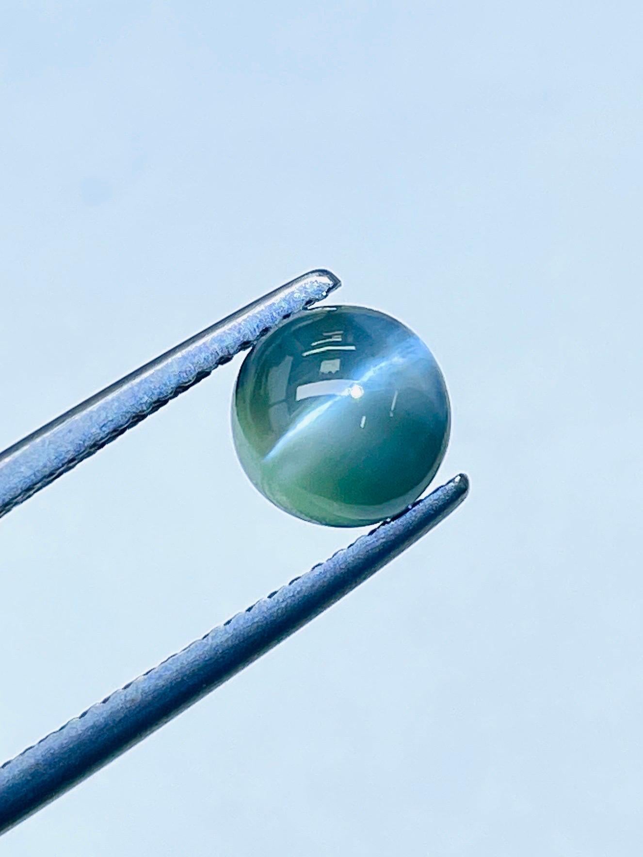 Cabochon 4.61 Ct ICA and Guild Two Certification Alexandrite Cat’s eye Rare size For Sale