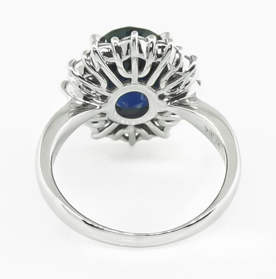 Bague de fiançailles saphir de Ceylan de 4,61 carats et diamant de 0,84 carat de taille ronde Bon état - En vente à New York, NY