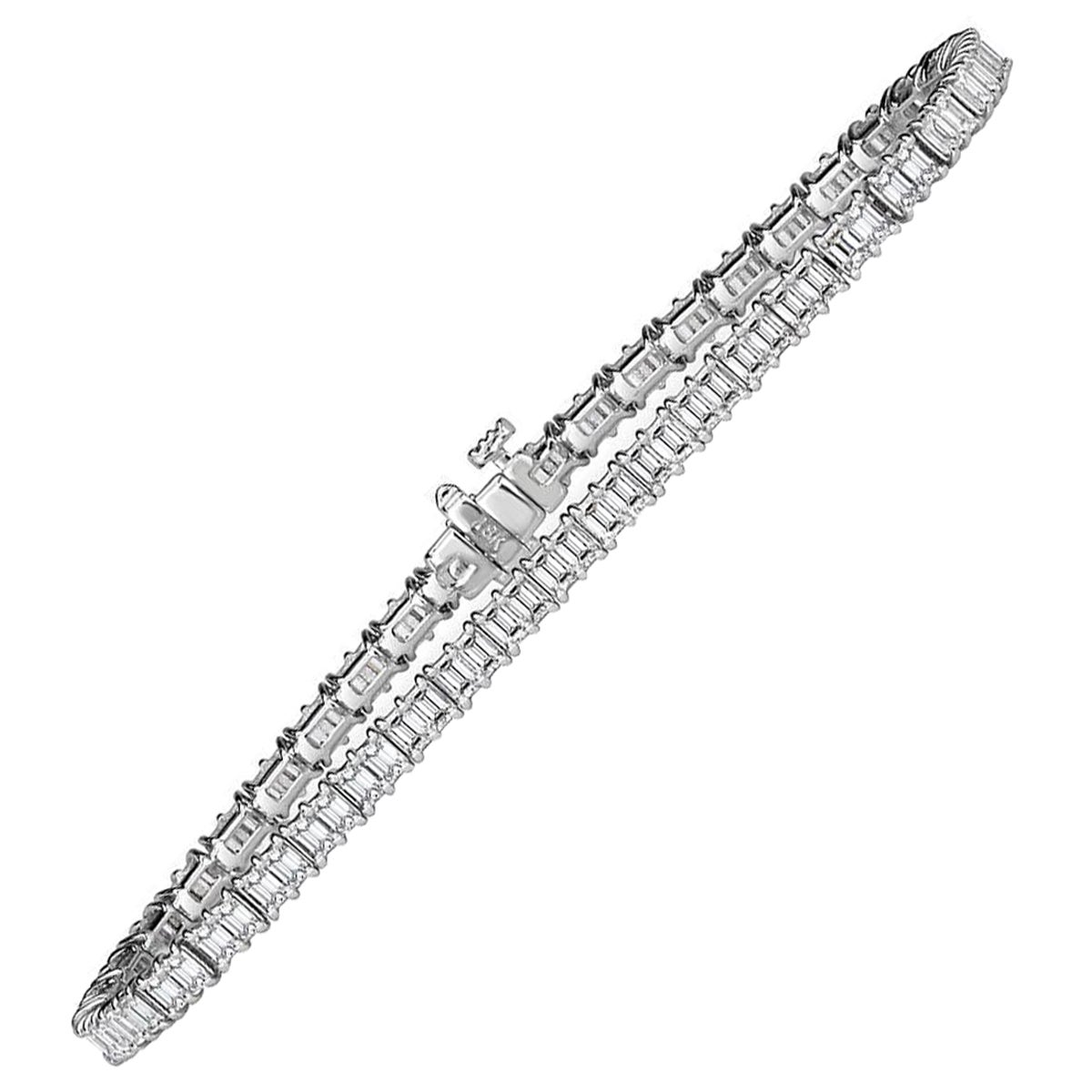 4.61ct Emerald Cut Diamond Tennis Bracelet in 18k White Gold