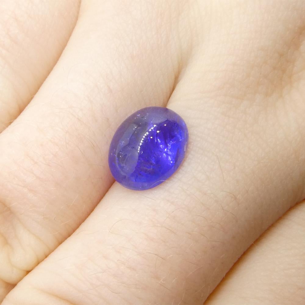 4.61ct Oval Sugarloaf Double Cabochon Violet Blue Tanzanite from Tanzania For Sale 5