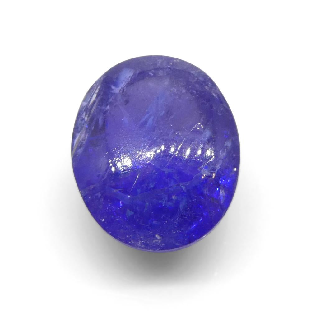 4.61ct Oval Sugarloaf Double Cabochon Violet Blue Tanzanite from Tanzania In New Condition For Sale In Toronto, Ontario